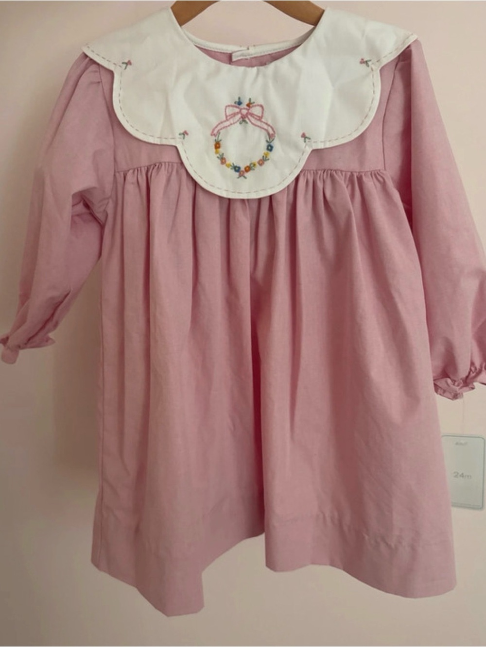 Petit Ami Pink Dress with White Peter Pan Collar